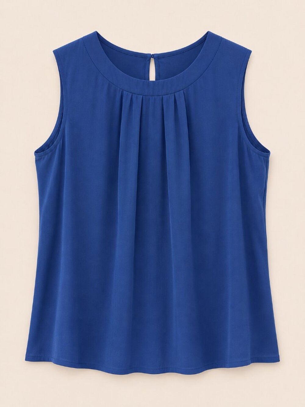 VINTAGE BROWNSTONE STUDIO Cobalt Blue Pleated Shell Top 1X Sleeveless Blouse